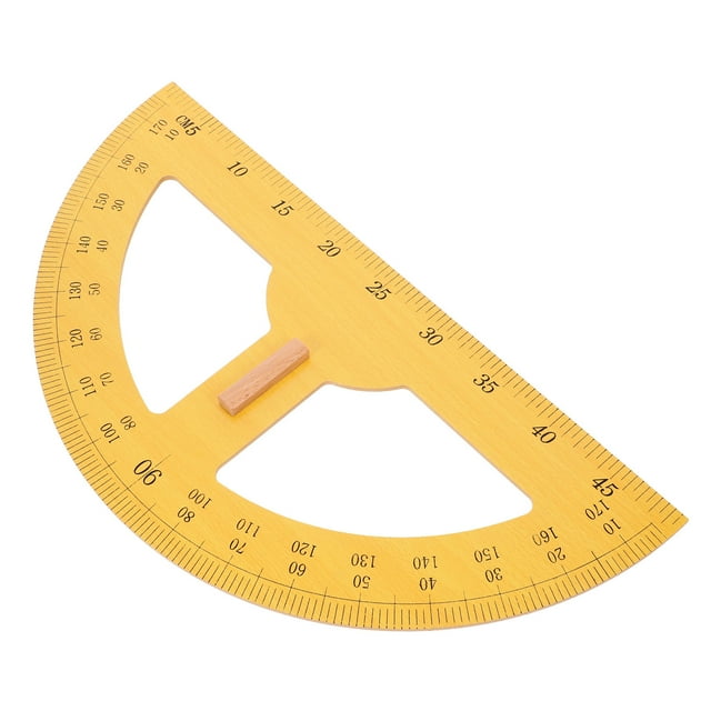 OULII Handheld Protractor Yellow Wood 1 Piece for School Equipment