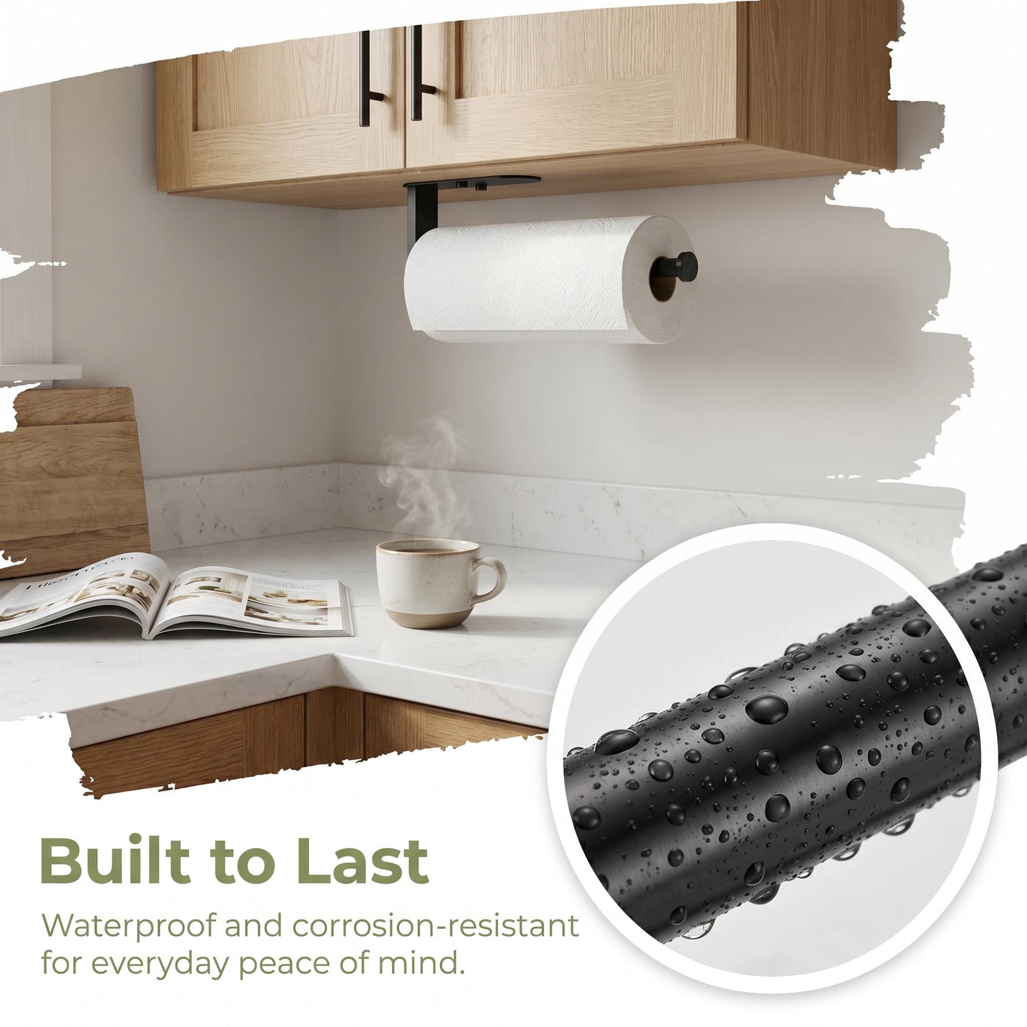 Unique Bargains Wall Mount Metal Rustproof Kitchen Towel Rack Black C 11.8x3.9inch