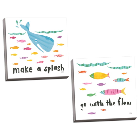 Gango Home Decor Contemporary Ocean Splash I & II by Melissa Averinos (Ready to Hang); Two 16x16in Hand-Stretched Canvases