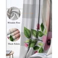 thumbnail image 3 of Grey Plaid Easter Kitchen Curtains Checkered Summer Spring Floral Cafe Short Curtains for Bathroom Blackout Window Curtain Grommet Small Window Treatment Drapes for Bedroom Living Room 27.5"x39"x2, 3 of 9