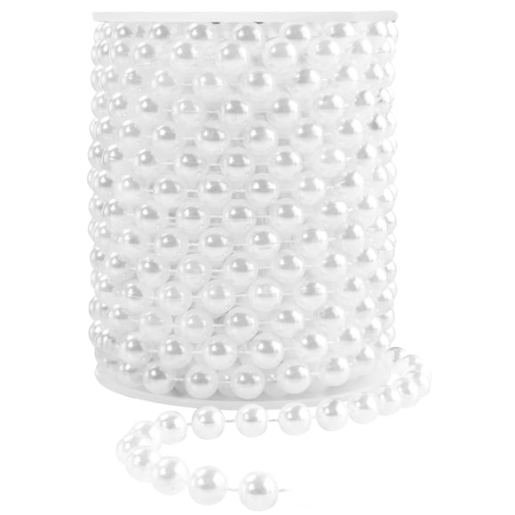 Perlas sintéticas con forma de guirnalda Yaxinrui, 10 mm, 10 m, color blanco