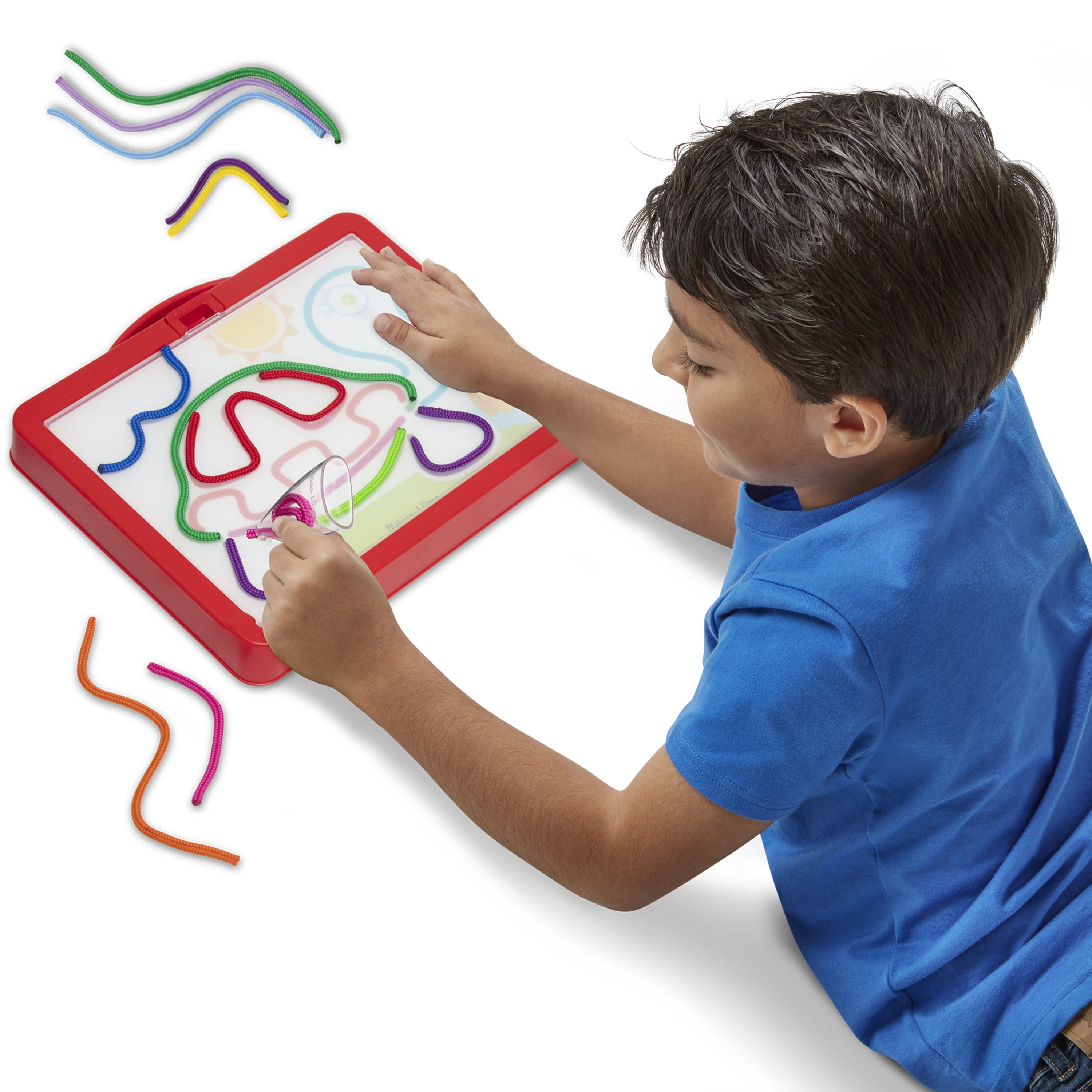 Melissa & Doug Rainbow Cord Picture And Pattern Maker Draw with Cords Activity – 39 Cords, 6 Double-Sided Cards to Trace