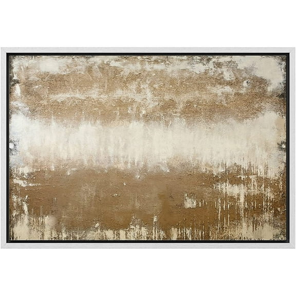 wall26 Framed Canvas Print Wall Art Minimal Vintage Brown Past Paint Stroke Collage Abstract Shapes Illustrations Modern Art Decorative Contemporary for Living Room, Bedroom, Office - 16x24 White