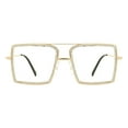 thumbnail image 1 of Women's Clear Lens Glasses Square Metal Rhinestones Blue Light Filter Gold Clear, 1 of 4