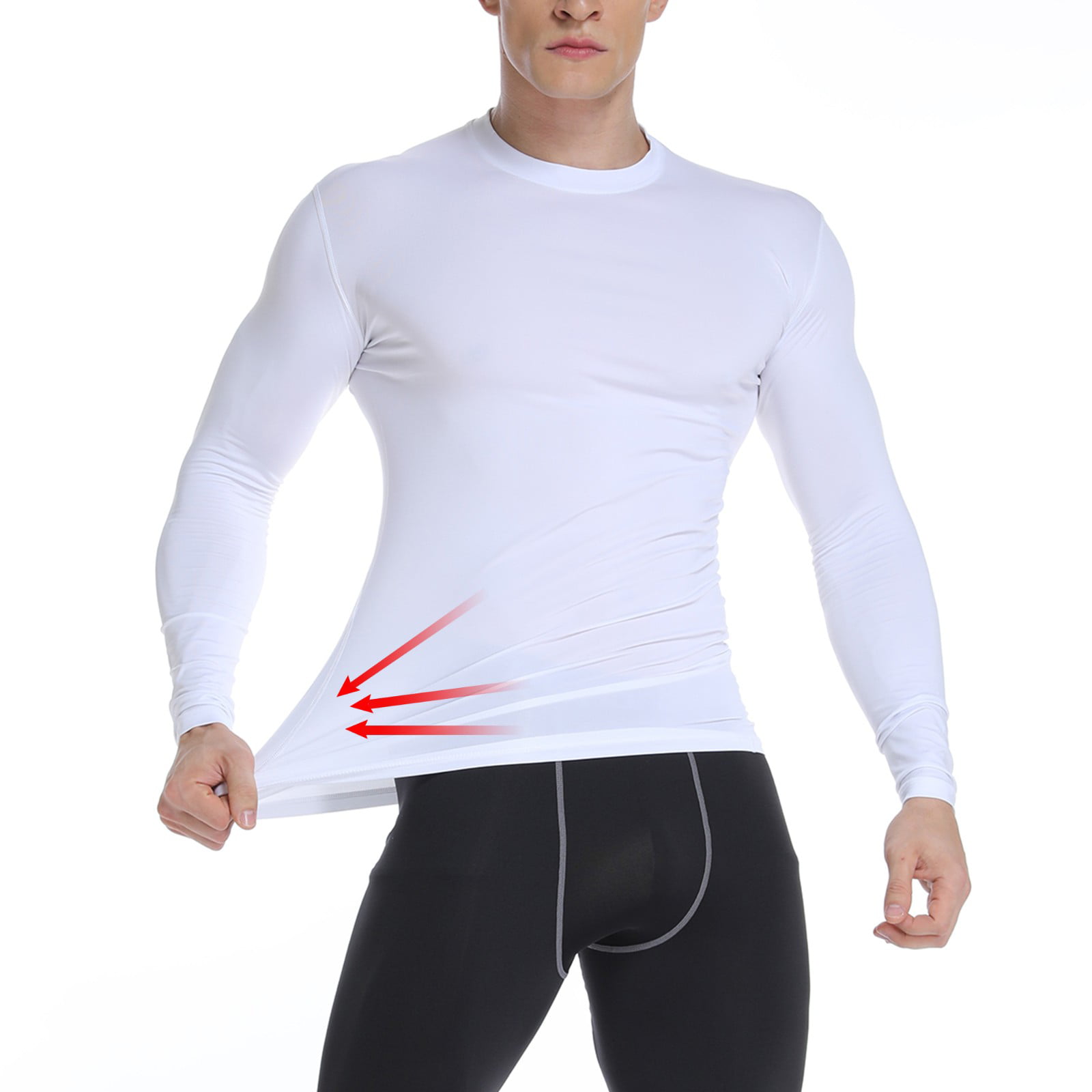 MEETYOO Tee Shirt Homme Hauts à Manches Longues T Shirt Gym Baselayer pour Running Fitness Sports 