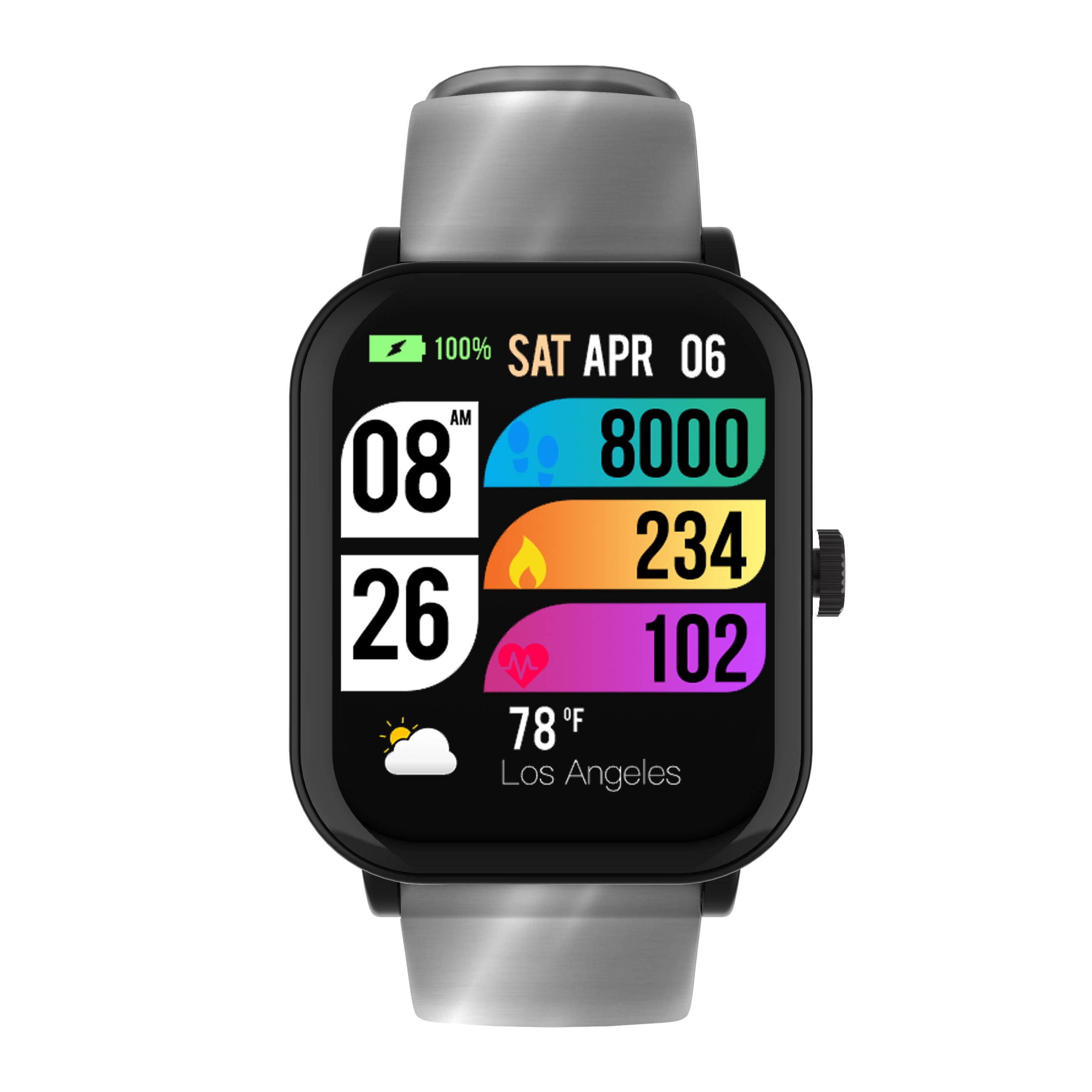 3Plus Vibe Plus 2 Smart Watch - Silver Gray Band (Unisex, for Adults, Children, Teens, and Seniors)