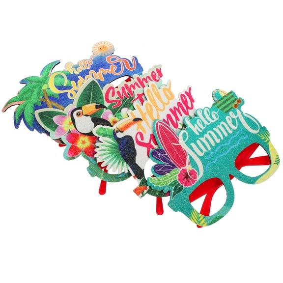 GOOHOCHY Hawaiian Glasses Photo Props Felt Plastic 4Pcs 5.7X5.5X4.9In