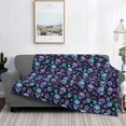 thumbnail image 2 of Yiaed Skull Flower Blue Print Blanket Throw Blanket Soft Cozy Flannel Blanket for Home Bed Sofa Couch Chair-40"x30", 2 of 6