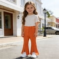 thumbnail image 2 of Little Girls Baggy Wide Leg Pants Fashion Flared Pants with Front Slit Autumn Casual Trousers Size 5-6T ,Orange, 2 of 4