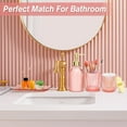 thumbnail image 3 of Pink Bathroom Accessories Set, 4 Pcs Glass Bathroom Accessory Sets, Soap Dispenser, Toothbrush Holder, Qtip Holder, Vanity Tray, Housewarming Dorm Apartment Decor Home Essentials Gift For Her, 3 of 4