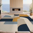 thumbnail image 2 of Design&I 3'x5' Washable Area Rug Low Profile & Durable Daily Traffic Ready Navy and Mustard Geometric Design Modern Abstract with Bold Shapes for Home Office, Hallway, 2 of 7