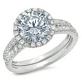 thumbnail image 2 of Clara Pucci 18K White Gold 2.52 Simulated Blue Diamond Engraveable Engagement Ring + Wedding Band Set, 2 of 6