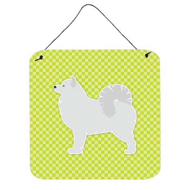 Samoyed Checkerboard Green Wall or Door Hanging Prints