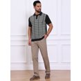 thumbnail image 5 of DARING DIVA Men's Houndstooth Summer Short Sleeve Casual Knit Polo Shirt XL Black White, 5 of 7