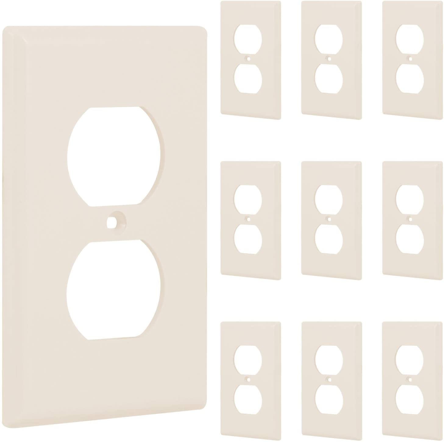 1 Gang 2.75” x 4.5” Light Almond Power Gear Outlet Wall Plate Cover 10 Pack Screws Included Standard 51199 Duplex Receptacle Wallplate Unbreakable Faceplate