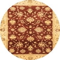 thumbnail image 1 of Ahgly Company Machine Washable Indoor Round Abstract Saffron Yellow Area Rugs, 4' Round, 1 of 7