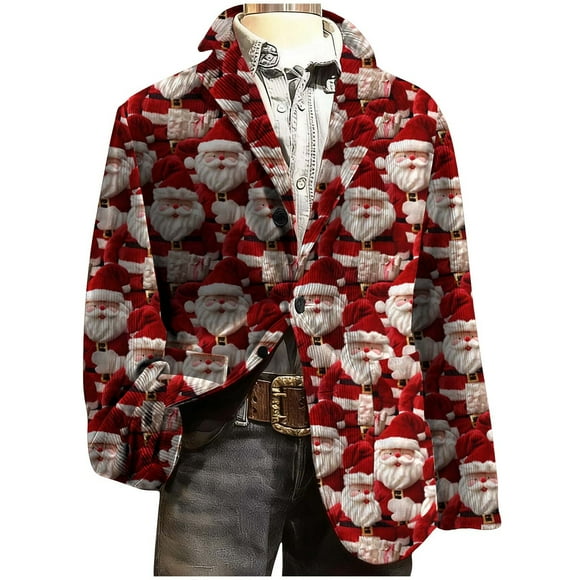 Birdeem Men's Party Coat, Corduroy Print Ceremonial Dress Coat, Pocket Button Design