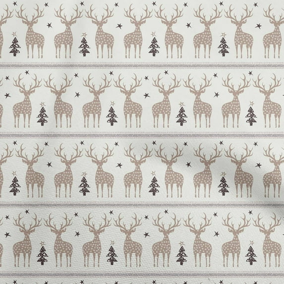 oneOone Cotton Cambric Beige Fabric Christmas Lumberjeck Quilting Supplies Print Sewing Fabric By The Yard 42 Inch Wide