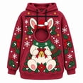 thumbnail image 2 of Goodw7 Oversized Christmas Dog Cat Carrier Hoodie for Women, Pet Pouch Sweatshirt with Cuddle Pocket, Casual Pullover for Holiday Photos and Cozy Evenings, 2 of 9