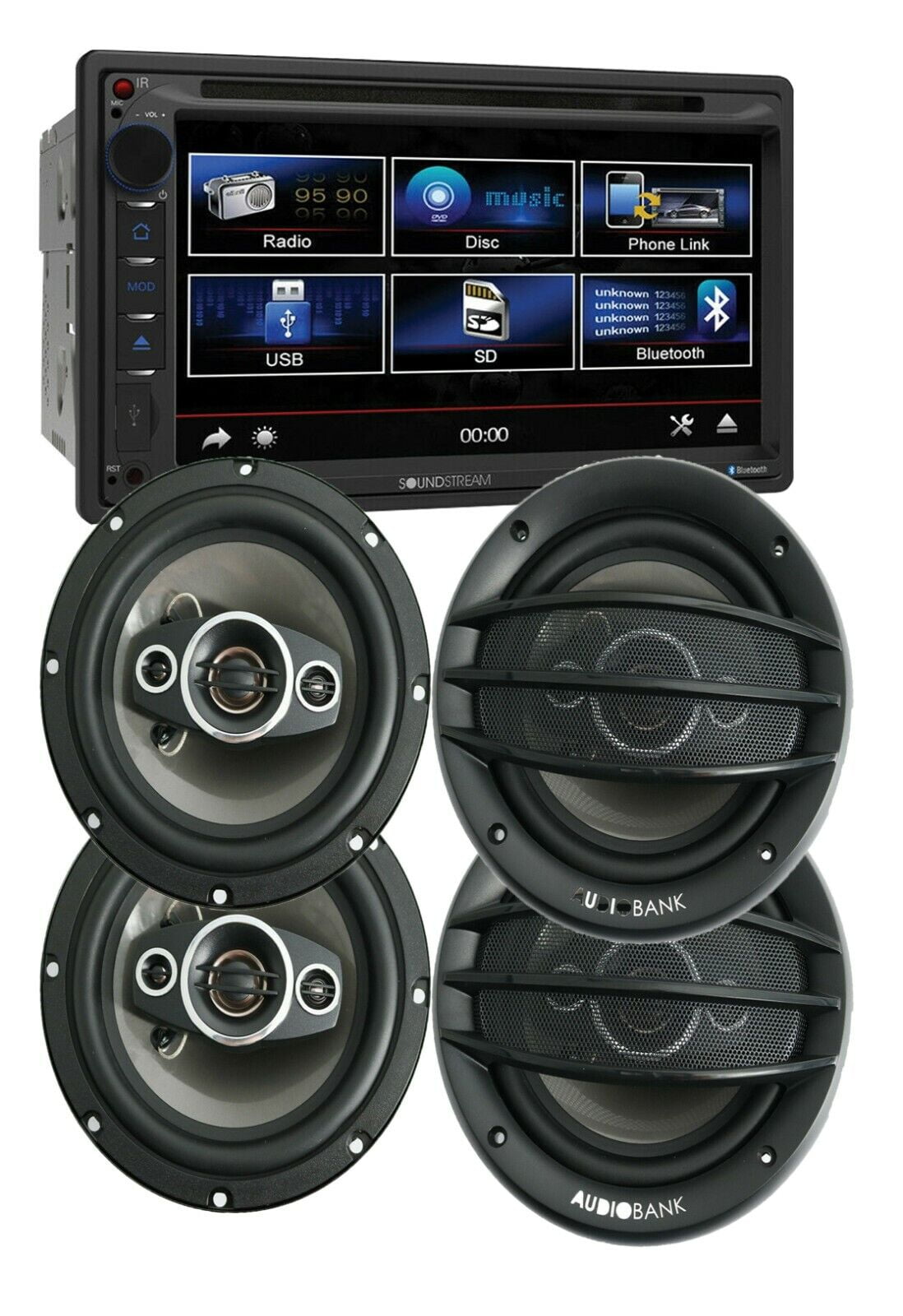 Soundstream VR651B 2DIN Multimedia Receiver +4x Audiobank AB630 6.5