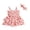 Pink, variant on BemeyourBBs Newborn Baby Girl Smocked Romper Dress Summer Outfit Strap Sleeveless Square Neck Daisy Cherry Print Layered Ruffled Dress and Bow Headband 2Pcs Clothes Set