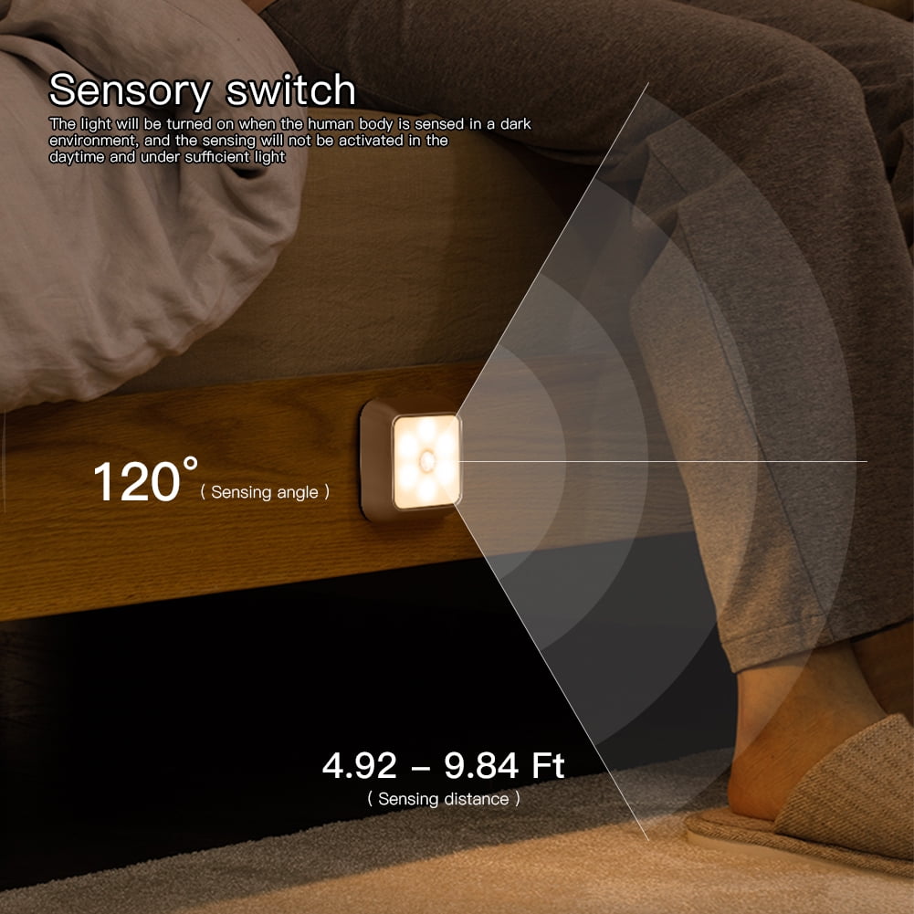 Kepooman 1 PCS Portable Wireless Motion Sensor Light for Bedroom / Hallway / Stairs, Warm Light, Silver
