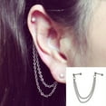 thumbnail image 2 of XISAOK Cartilage Dangle Earrings with Chain 2 Hole Helix Tragus Pin Gifts for Birthday, 2 of 8