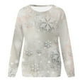 thumbnail image 4 of cllios Sweatshirt for Women Round Neck Snowflake Graphic Top Long Sleeve Cozy Shirt Holiday Pullover Sweatshirt, 4 of 5