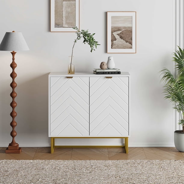 Moderno blanca wood credenza consola gabinete-buffet sideboard con 2 doors y estante