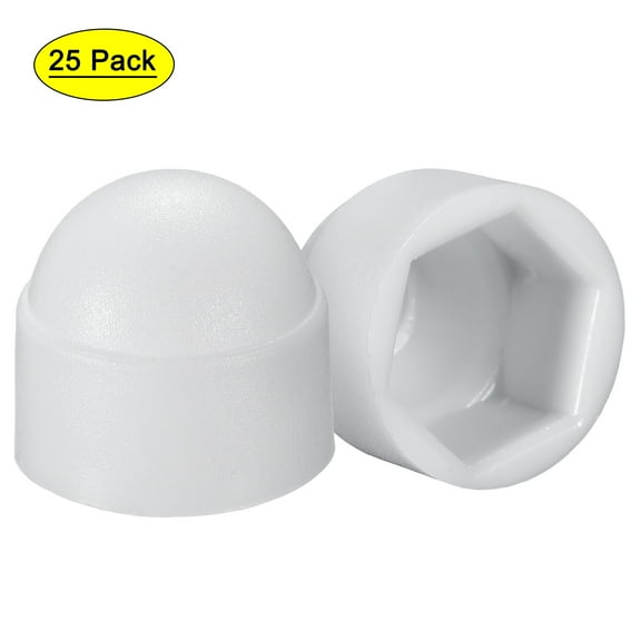 Uxcell Plastic Dome Nut Protection Cap Covers, M8 Nut Cover White 25 Pack