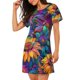 thumbnail image 2 of Balery Psychedelic Sunflowers Camisón de manga corta con cuello redondo para mujer, cómodo y elegante., 2 of 6
