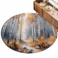 Abstract Autumn Forest Natural Scene Round Area Rug 3ft,Living Room Rug ...