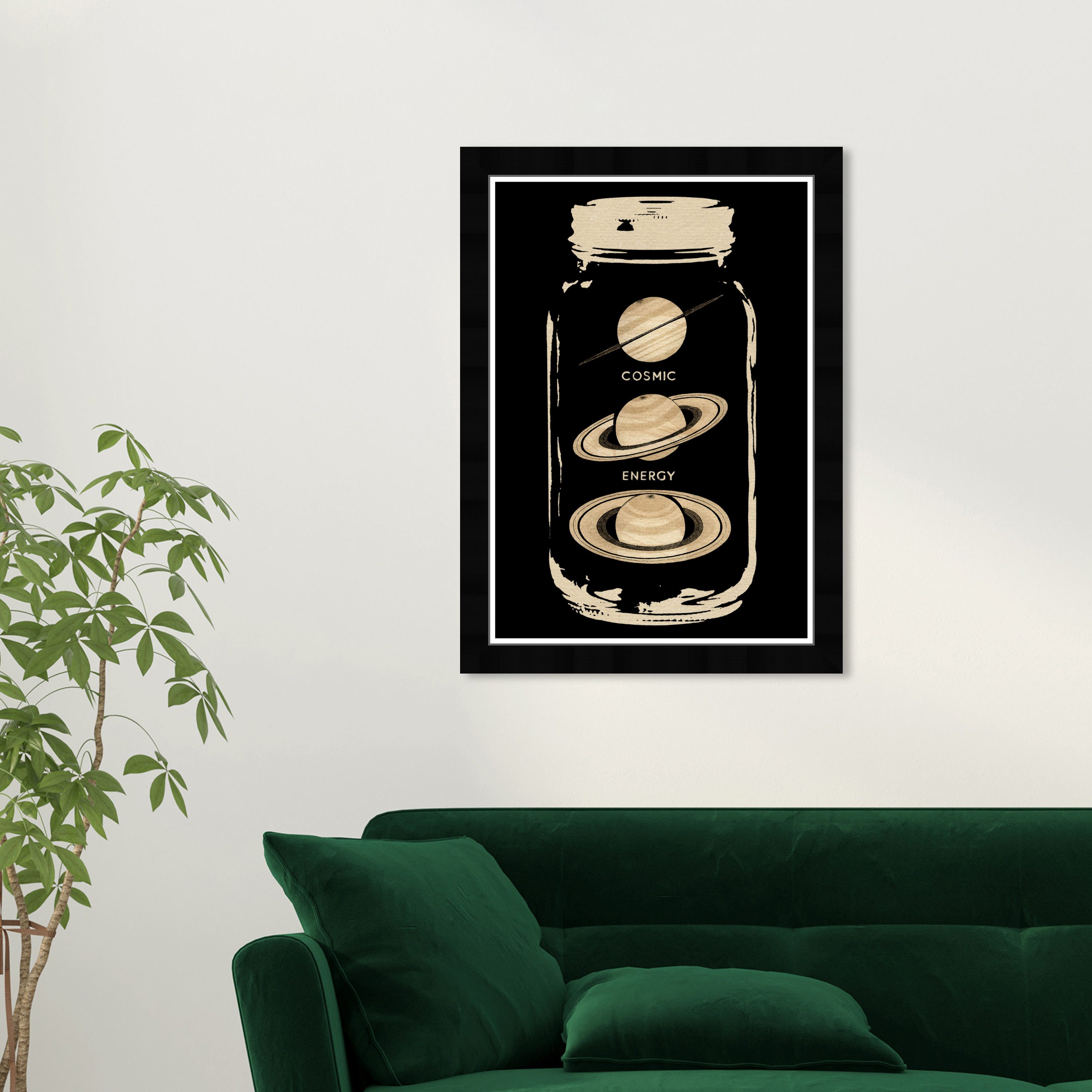 Wynwood Studio Prints Bottled Cosmic Energy Astronomy and Space Planets Wall Art Canvas Print Black Cream White 13x19