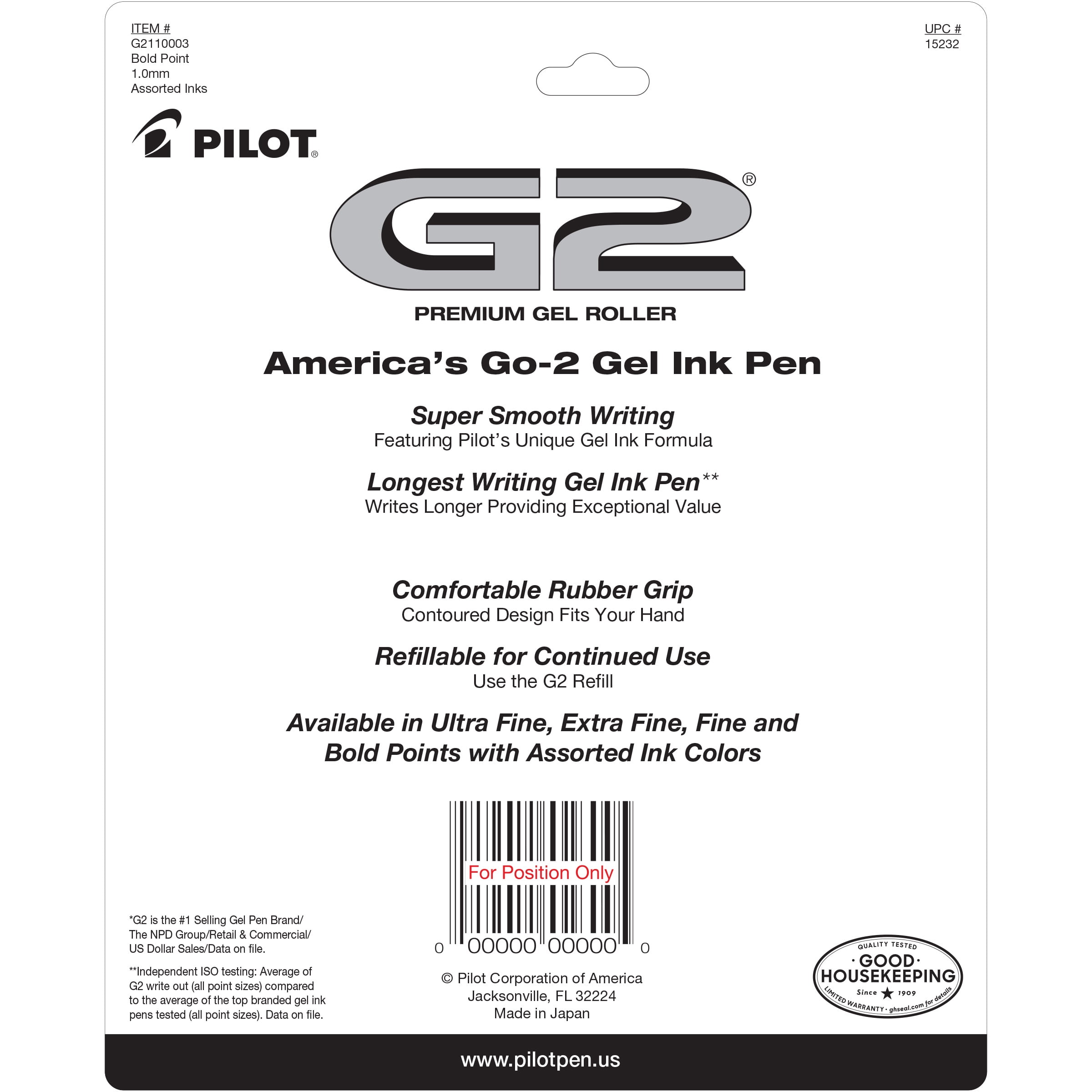 Great Value, Pilot® G2 Premium Gel Pen, Retractable, Bold 1 Mm, Blue Ink,  Smoke Barrel, Dozen by PILOT CORP. OF AMERICA