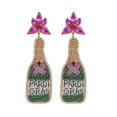thumbnail image 2 of Nuevos pendientes de novia con forma de botella de champán estilo bohemio para mujer, hechos a mano con cuentas estilo bohemio, código de modelo 7: 809 7, 2 of 5