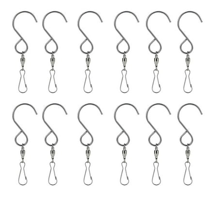 

16pc Stainless Steel S Bearing Hook Wind-Rotating Spin Display Hanger for Billboard Wind Chime Kitchen Office