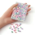 thumbnail image 3 of 1Box 210Pcs 6 Colors Opaque White Acrylic European Beads Large Hole Beads Cube with Heart White 7x7x7mm Hole: 4mm 35pcs/color, 3 of 5