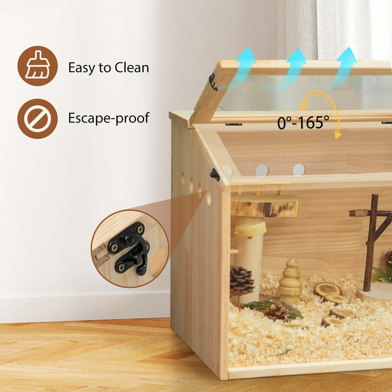 Coziwow Wooden Hamster Cage, Acrylic Panels, Ventilation,