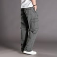 thumbnail image 6 of Big and Tall Cargo Pants for Men Vintage Loose Outdoors Travel Hiking Long Pants Stylish Workout Jogger Pants 5X-6X, 6 of 8