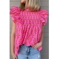 thumbnail image 2 of Rose Red Floral Blouse with Ruffled Sleeves - Whimsical and Feminine Design, 2 of 12