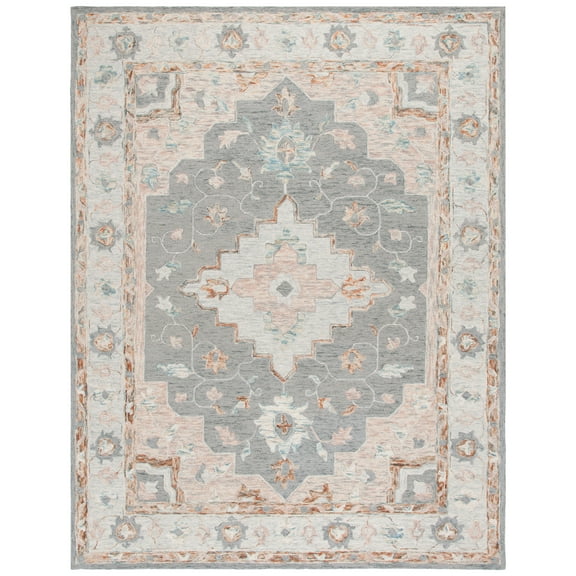 SAFAVIEH Anatolia Bryon Medallion Area Rug, Gray/Rust, 8' x 10'