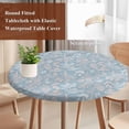 thumbnail image 4 of Gray Blue Dandelion Round Tablecloth, Fitted Table Cover with Elastic for 45"-54" Round Tables, Spring Flowers Modern Minimalist Table Cloth Outdoor Indoor Dinning Party Waterproof Tablecloths, 4 of 7