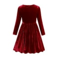 thumbnail image 4 of Posijego Girls Velvet Long Sleeve Dress Solid Color Vintage Velour Party Christmas Evening Flowy Dresses for Girls, 4 of 7