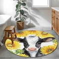 thumbnail image 3 of Cow Sunflowers Round Area Rug 4Ft Washable Circle Rugs for Bedroom Dining Room, Farmhouse Country Watercolor Animals Floral Non-Slip Carpet Floor Mats Indoor Outdoor Carpet Runner Home Decor, 3 of 8