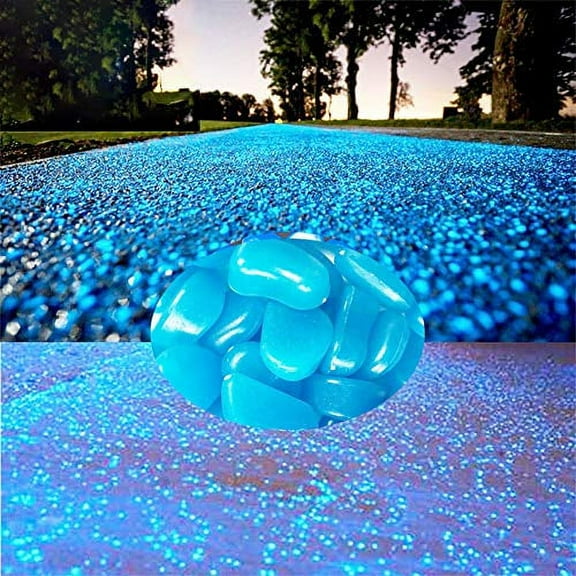 WenErJie Glow in The Dark Rocks 100PCS Fairy Garden Decorations Stones Outdoor Decor for Patio Stepping Stone Kit Pebbles for Plants Yard Backyard Fish Tank Pool Stuff Blue 100pcs