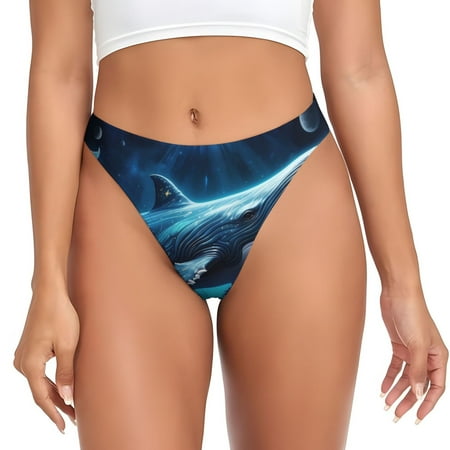Sigee Colorful Ocean Whale for Women s G-String Panty  Low Rise  Soft Lace Perfect for Everyday Wear or Special Occasions-Medium