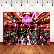 70s 80s 90s Disco Fever Dancers Party Decorations Photography Backdrop Vinyl Let's Glow Crazy in The Dark Photo Background Shining Neon Stages for Photo Booth Studio Props Banner Candy Table