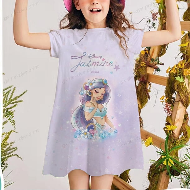 Ropa para niñas, vestidos de verano, novedad de 2022, vestidos de flores de Blancanieves de Disney para niños de 2 a 12 años, vestido para niños pequeños 4T Gao Jinjia LED