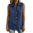 thumbnail image 3 of WAGUTH Women's Cotton Linen Button Down Shirts Sleeveless Notched Lapel Collar Casual Tank Top Blouses for Work Office, 3 of 8