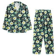 thumbnail image 4 of SCRAWLGOD Daisy Pajamas for Women Set of 2 Pjs Women Long Sleeve Nightwear for Women V Neck Open Front Pajama Top Comfy Pajama Sets for Women Clothing Fall Size 3XL, 4 of 7